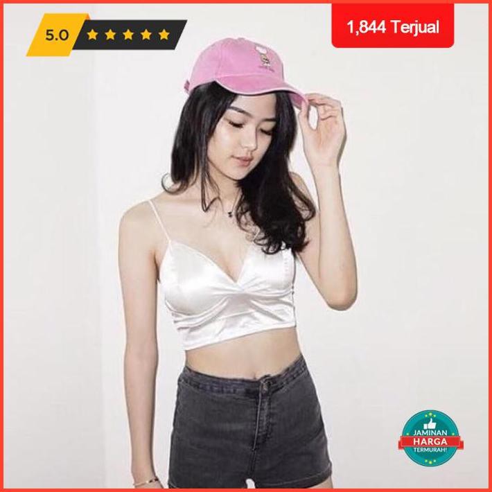 Bralette Satin /Bra Kemben /Crop Bra - Hitam Exclusive