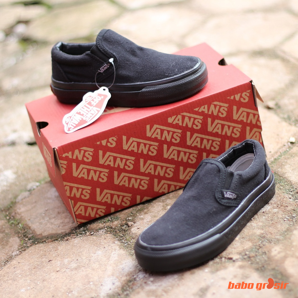 PROMO BEST QUALITY Sepatu Anak Vans Slip On KIDS All Black, Tapak Gum Outsole Anti Slip, Import Premium