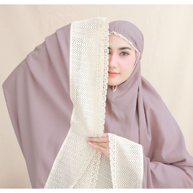 Mukena adara katun polos renda bali premium