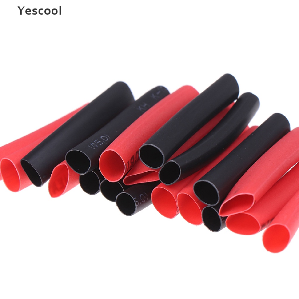 Yescool 127Pcs Selang Bakar heat shrink Tahan Cuaca Aneka Ukuran Warna Hitam