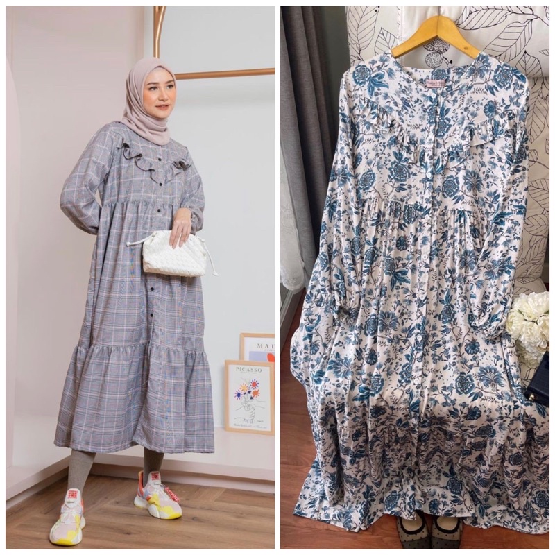 Hayya Salwa Square Pink dan Hayya Blue Zinnia by Haidee Orlin