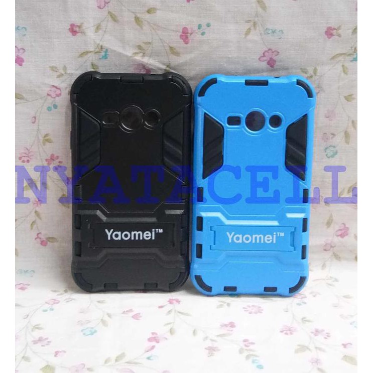 NEW CASE ROBOT RUGGED ARMOR SAMSUNG J1 ACE J110 HARD COVER RUBBER CASING - HITAM MILENIA