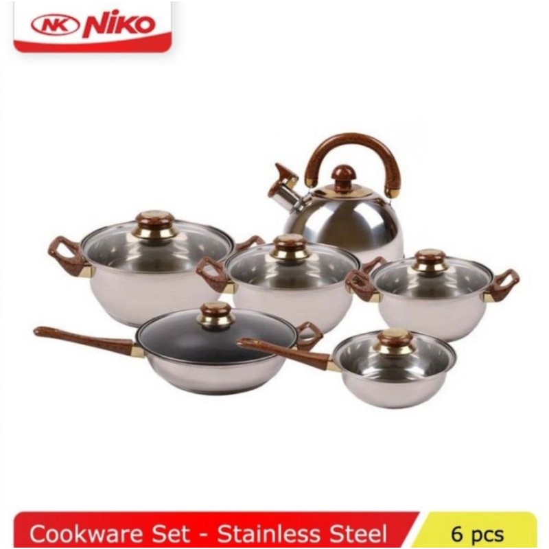 Niko Cookware Set NK 1113SP Panci Set Niko 6 Pcs NK1113SP - Stainless Steel
