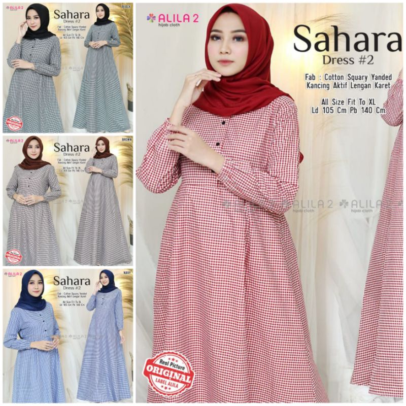Busana Muslimah Gamis Katun Kotak Busui Terbaru Sahara Dress 2 by Alila