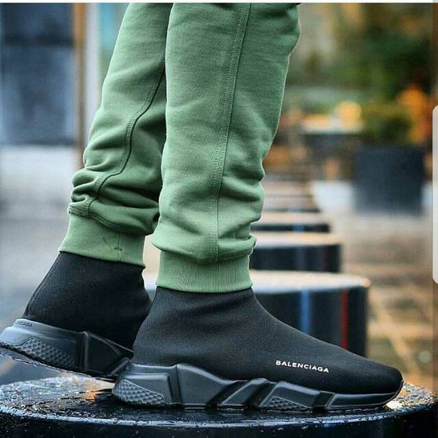Sepatu pria wanita Balenciaga Top speed Trainer Fullblack Premium sneakers cowok cewek terbaru new