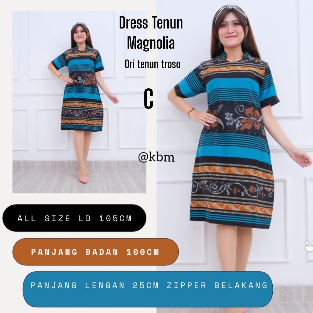 Dress tenun magnolia desy ori tenun troso kekinian dan trendy