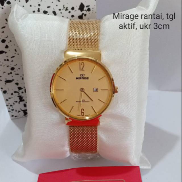 Jam Tangan Wanita Original Mirage Tanggal Rantai Pasir Stainlees Steel