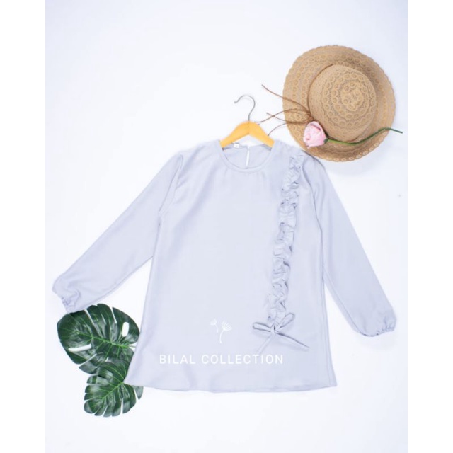 ATASAN DAYANA /ATASAN WANITA CEWEK / BAJU PESTA / ATASAN SIMPEL /ATASAN POLOS /ATASAN BLOUSE/ATASAN LENGAN PANJANG/ATASAN LENGAN PANJANG FASHION MUSLIM / ATASAN LENGAN PANJANG JUMBO-Silver