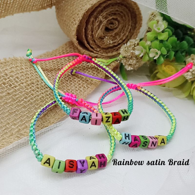 YASAFA Gelang Satin Rainbow Custom Nama