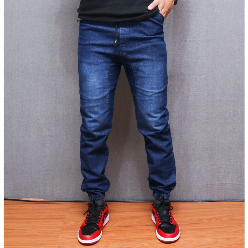 Celana Joger Jogger Jeans Pria Panjang Jogger Pants Polos Denim Premium Ngaret Dewasa Murah