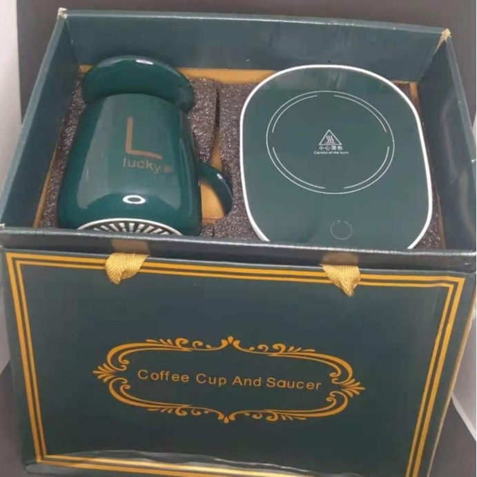 Mug Cangkir Listrik Penghangat Teh Kopi Cup / Gelas Set Keramik Cangkir set