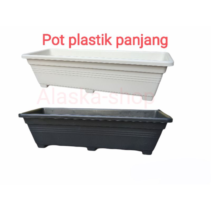 Pot plastik panjang 50 cm hitam putih