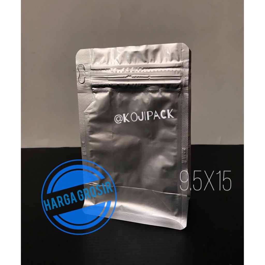 Flat Bottom Gusset Standing Pouch 9.5x15 Alumunium Foil Silver 250gr