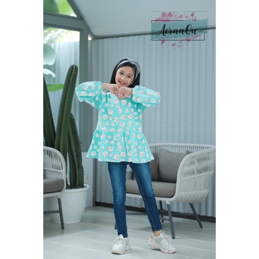 Setelan Anak Perempuan Remaja Rok dan Celana Jeans Sun flower Aeraaqu