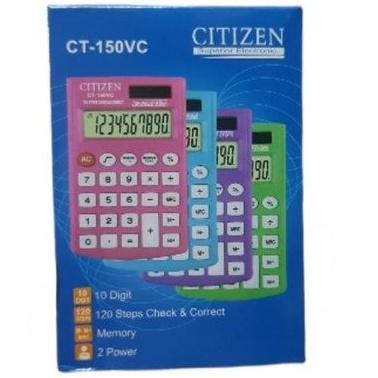 Kalkulator CITIZEN CT-150VC mini saku warna biru blue pink hijau green neon calculator 10 digit 120 steps check and correct