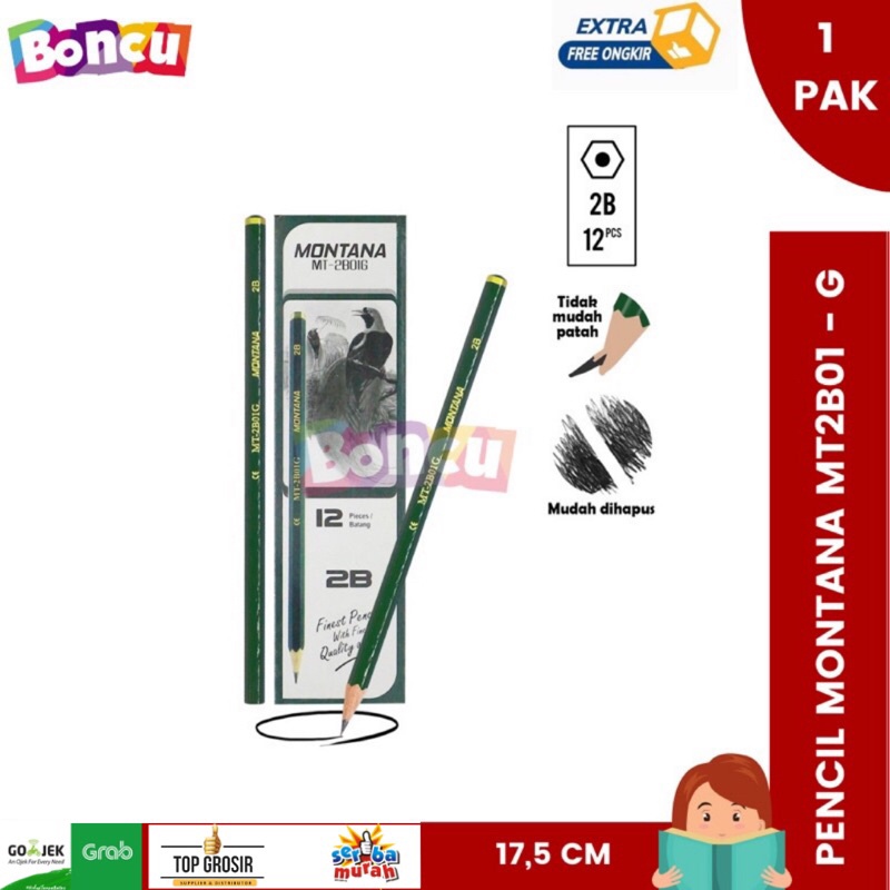 

Pensil / Pensil 2B / Pencil 2B / Pensil Montana MT2B01-G / 2B PER PAK BEST SELLER