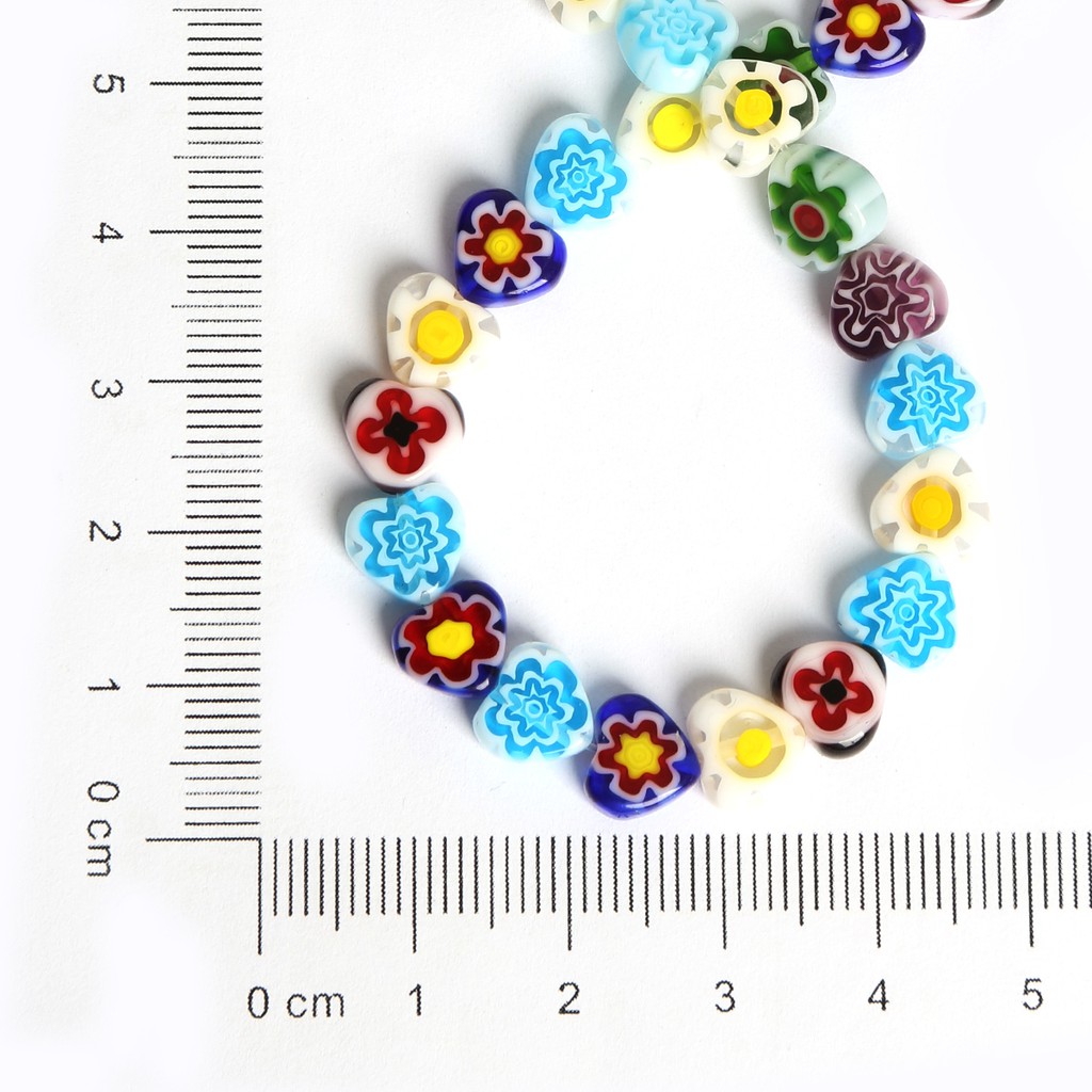 8/10mm Grosir Manik-Manik Kaca Cantik Lover Bentuk Hati Millefiori Bunga Lampwork Glass Beads