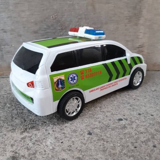 Mainan Mobil Ambulance Tarik Anak Edukatif - Mobilan Ambulan Edukasi