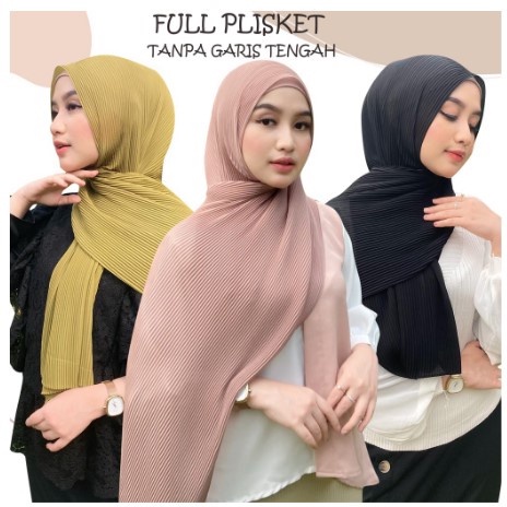 PASHMINA PLISKET BAHAN CERUTY PREMIUM PLISKET FULL LIDI TANPA GARIS TENGAH PART 2