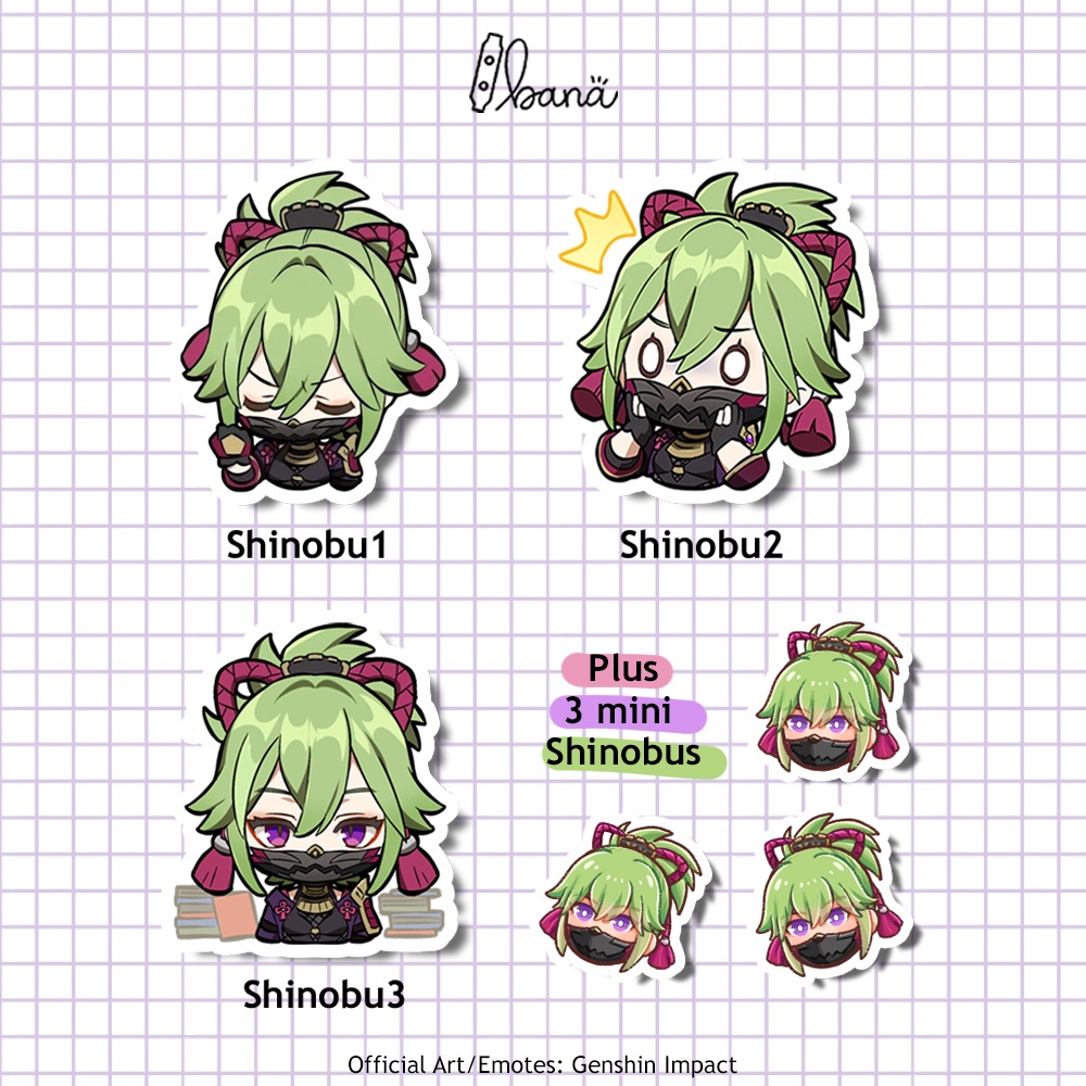 

Stiker Genshin Impact Kuki Shinobu SATU PAKET Sticker Vinyl Waterproof Bijian | BANA