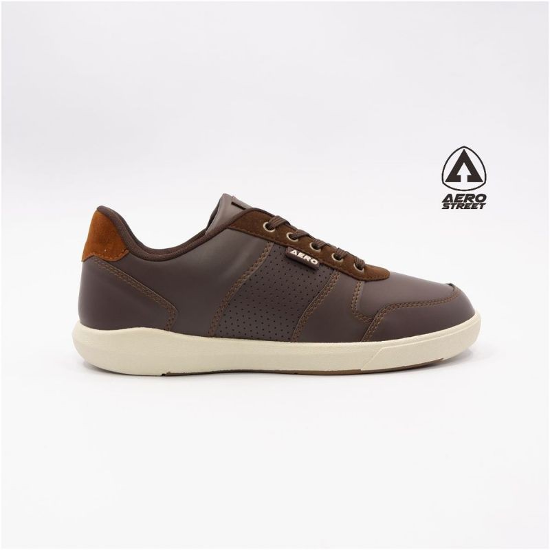 SEPATU PRIA CASUAL Aerostreet 40-43 Evander Coklat Tua - Sepatu Sneakers Casual Sport Sekolah Pria