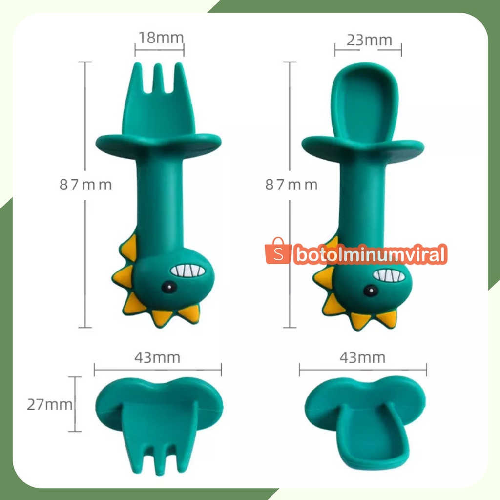 Sendok Makan Bayi Silicon Silikon Garpu Mini Baby Silicone Spoon Set Sendok