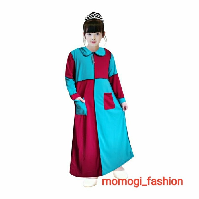 MOMOGI- GAMIS ANAK PEREMPUAN KEKINIAN MODEL TERBALIK TWO TONE / Usia 5th-10th