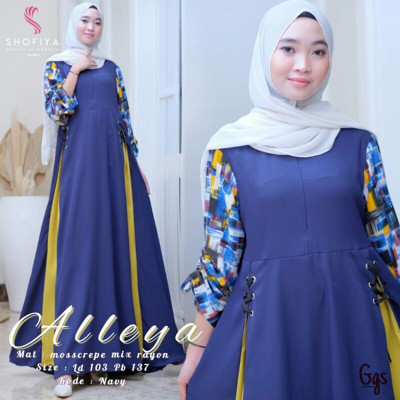 Dress Muslim Gamis Syar'i Alleya Ori Label Shofiya