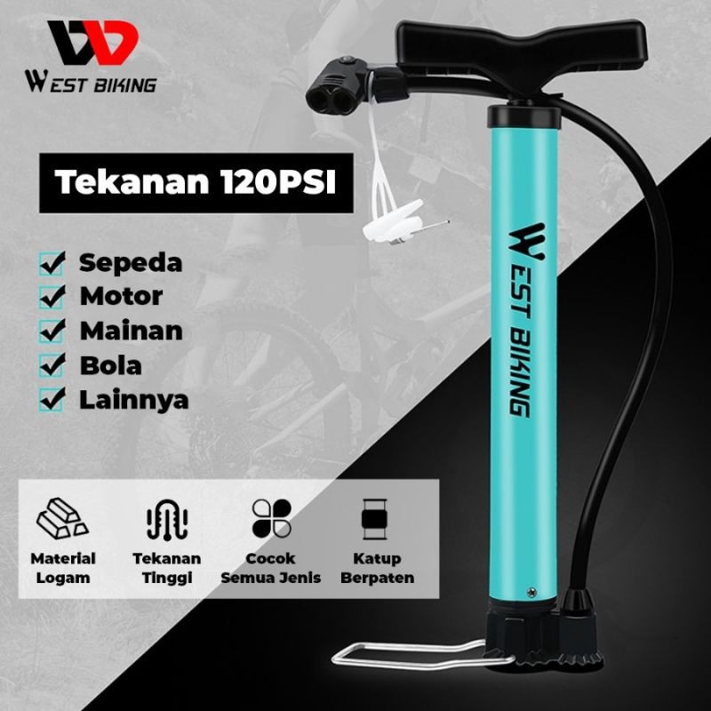 West Biking Pompa Angin Ban Sepeda 120 PSI - YP0711 - Blue