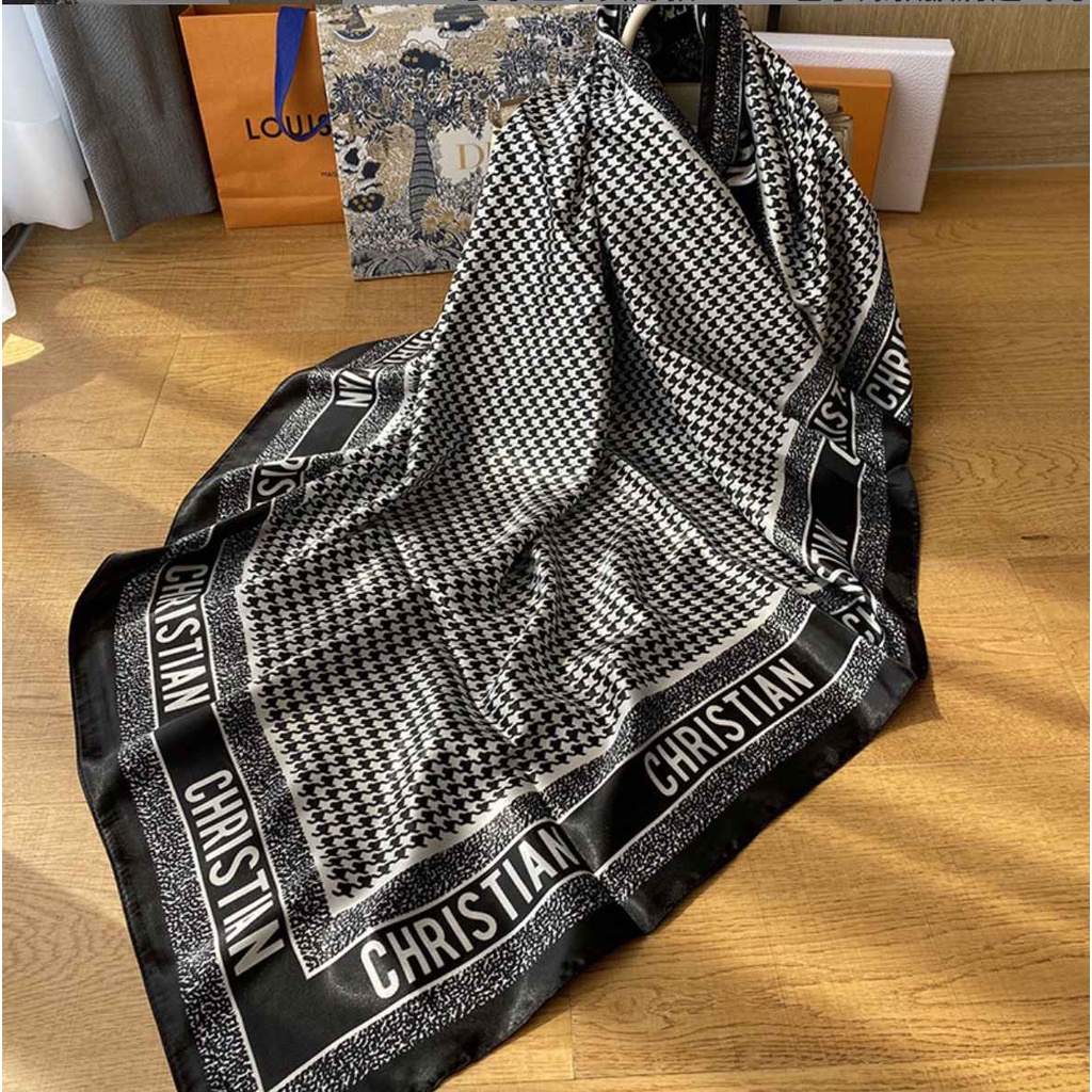 Scraft Syal Korean Fashionable sutra syal leher syal tas syal 90x90cm wanita scarf satin