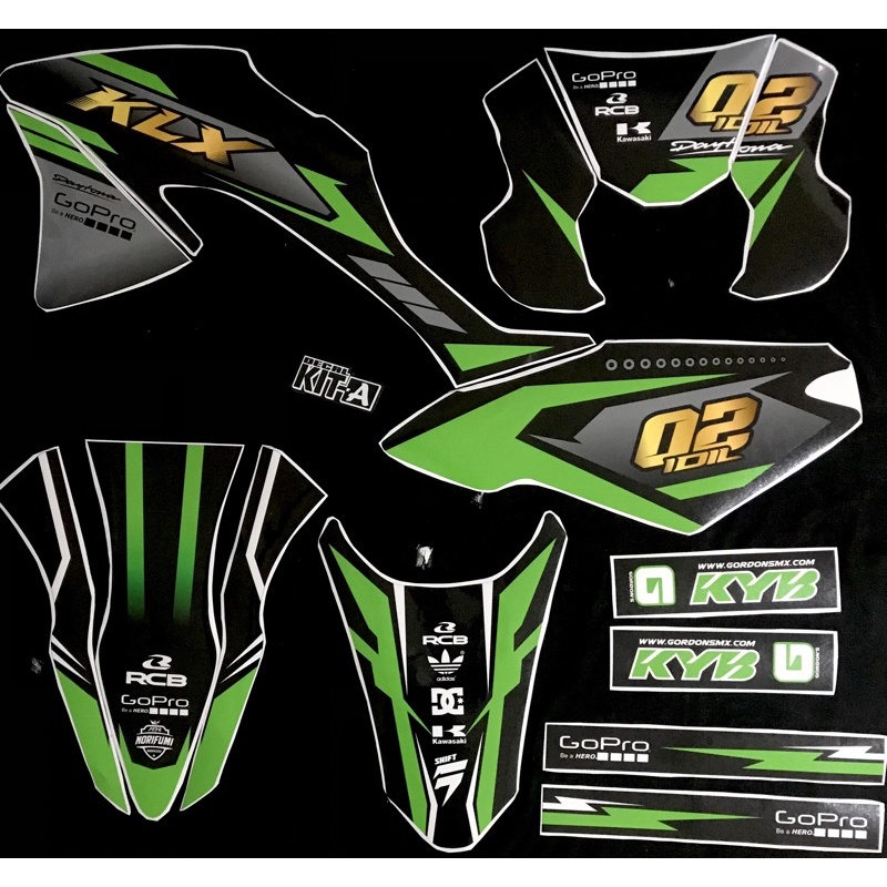 Decal Stiker Klx Bf 150 Dekal Striping Sticker New Klx Bf Extreme Dekal Klx 150 G Supermoto Hijau Ab
