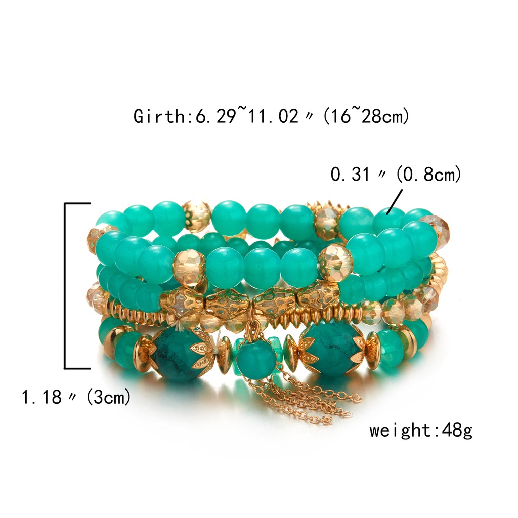 4pcs Gelang Tangan Wanita Manik Kristal Multi Layer Gaya Boho Untuk Hadiah