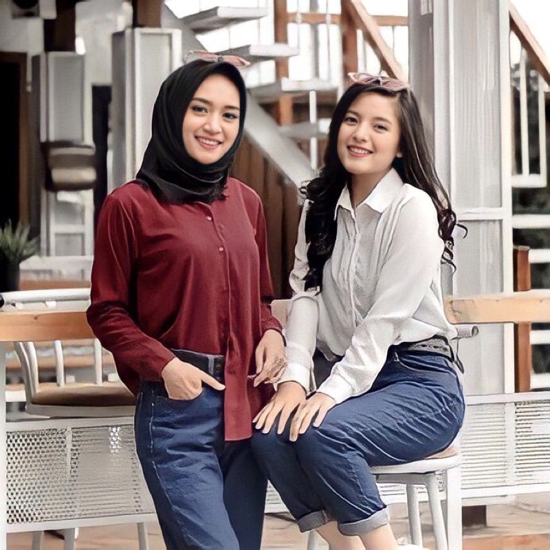 plain basic shirt kemeja wanita
