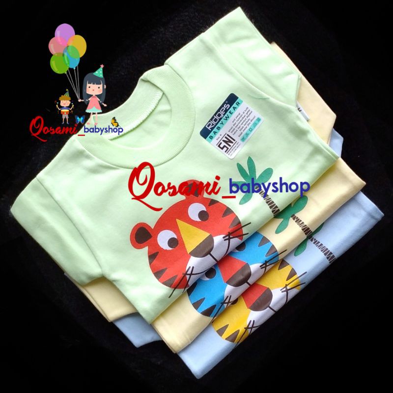 RIDGES 3 pcs Kaos Oblong Pendek Bayi Motif Gambar Uk S , M ,L ,XL SN