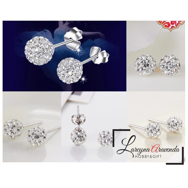 Anting Wanita Titanium Model Bola Lucky Ball Kristal Crystal AT014