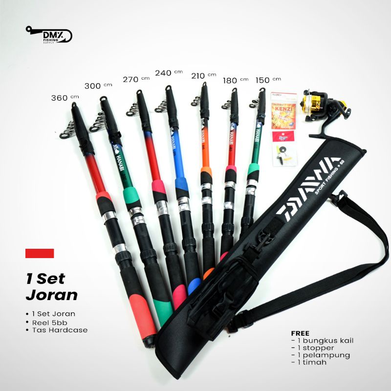 Set Pancing Siap Pakai Full Set Joran Catfish Ukuran 1,5 Meter - 3,6 Meter Reel 5/6 BB Tas Pedang