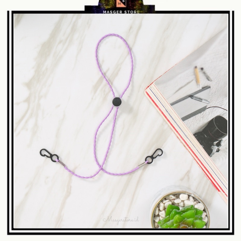 Kalung Masker Hijab 2in1 Strap Masker Elastis Stretchy Tali masker Kalung Strap Mask Hijab Strap Mask Premium-Stretch Ethnic Lilac