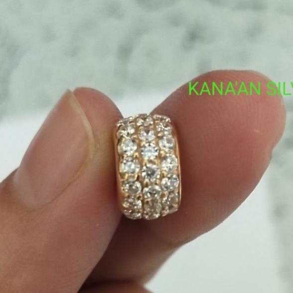 Liontin perak asli 925 tusuk bola disco/Buah kalung warna Rose gold/Silver 925 lapisan emas kuning