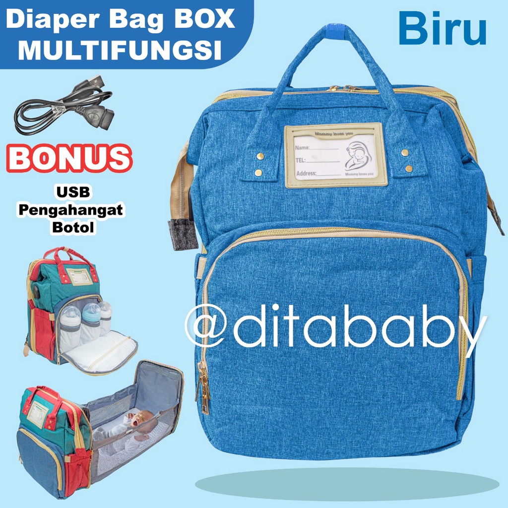 Diaper BAG + Bed Bayi anelo tas diaper bag tas bayi tas living Tas Kasur Bayi Diaper Bag Multifungsi