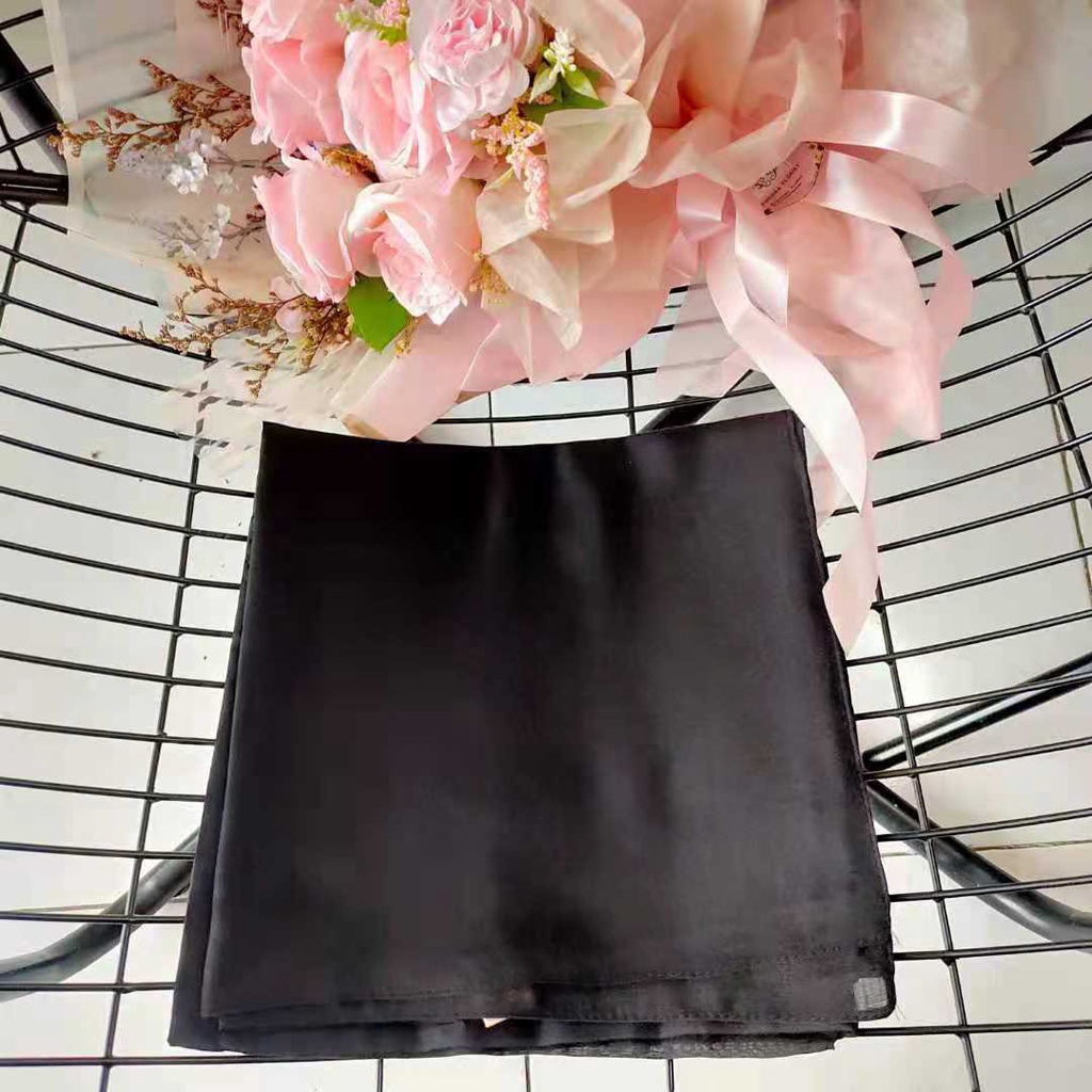 Murah Meichen Kerudung Hijab Paris Polos Segi Empat Jilbab Daily Basic Premium-Hitam