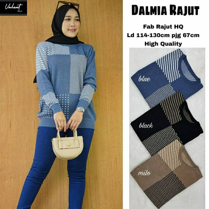 Dalmia Rajut, BLOUSE RAJUT WANITA JUMBO CANTIK BAHAN RAJUT IMPORT LD 114-130 TERMURAH BESTSELLER OOTD TERLARIS