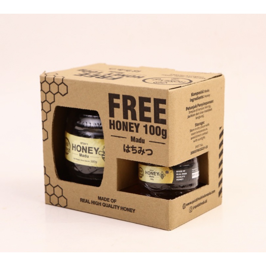 

PAKET BUNDLING] Quick Fresh Honey / Madu Asli 500GR + 100GR Jar