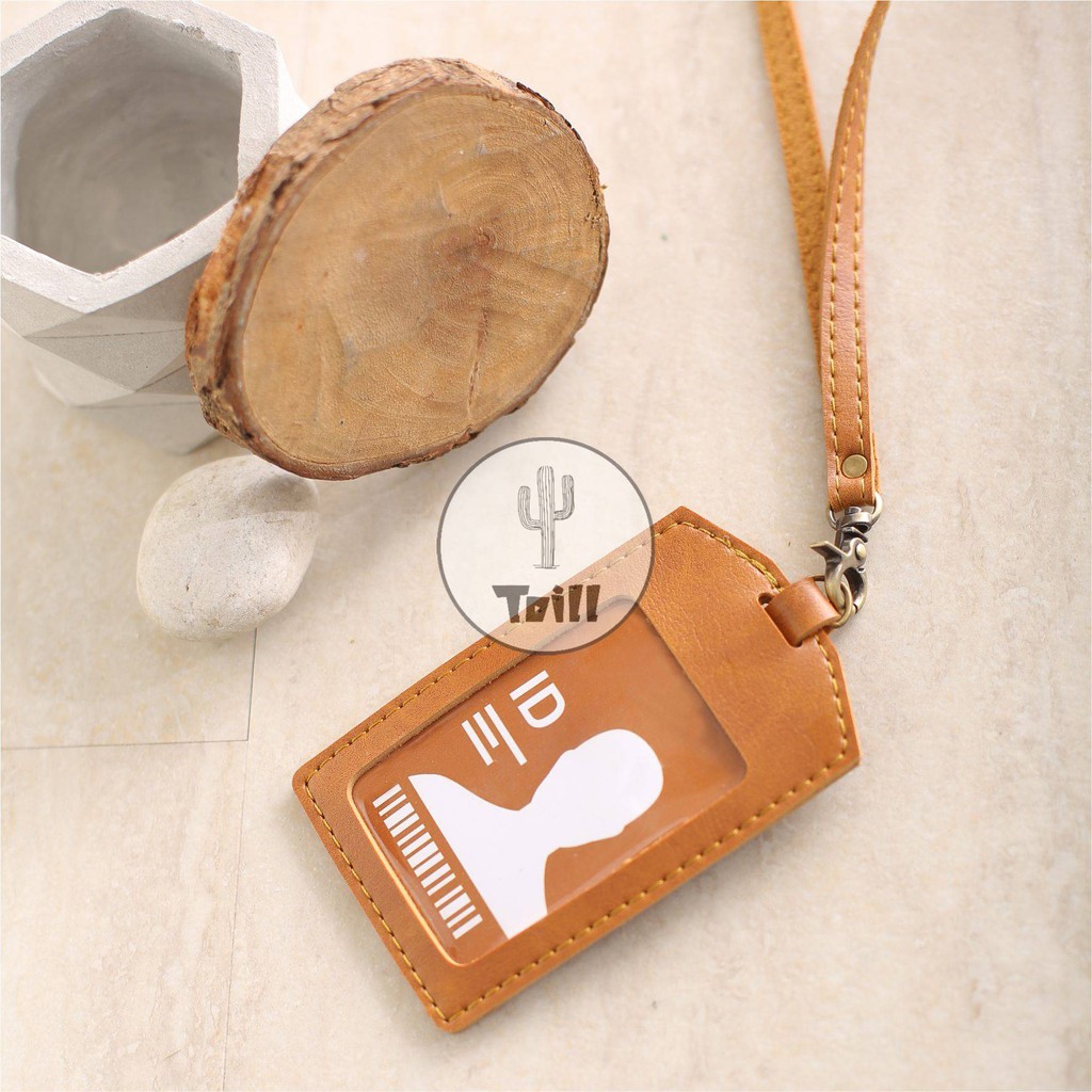 Name Tag Id Card Holder Kulit Souvenir Holder Kantor Muqten Patuk Multifungsi Di Kait Dan Di Kalung