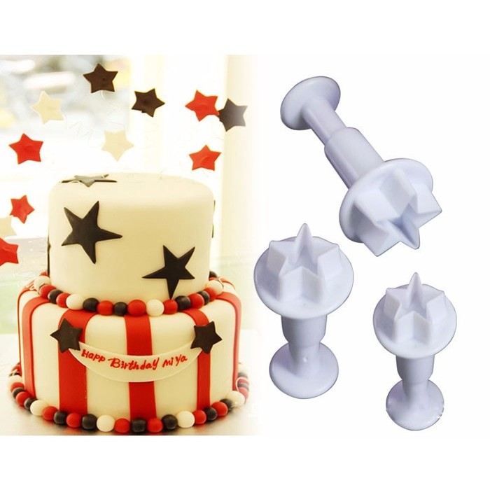 Fondant Plunger Cutter  - Cetakan Fondant Star Shape (3pcs)