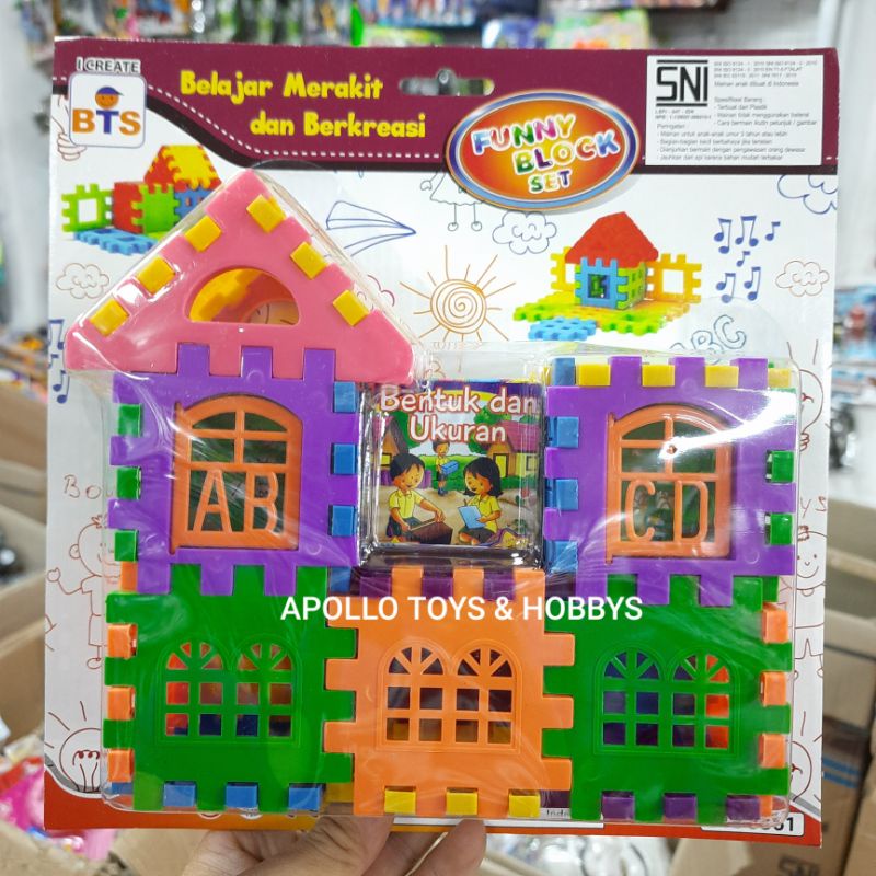 (PROMO) MAINAN ANAK FUNNY BLOCK EDUKASI MODEL RUMAH