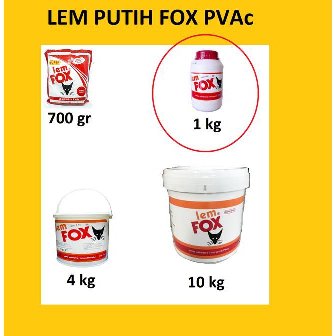 

➶ Lem Putih Lem Kayu Lem PVAc Lem FOX 1kg ➨