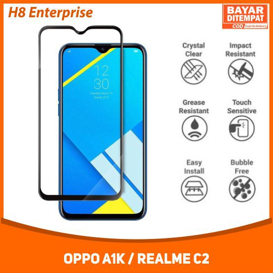 Tempered Glass Kaca  6D REALME C2 Anti Gores Full Cover Screen Guard Full Lem