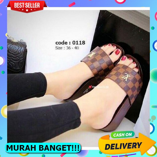 Sandal Wanita Perempuan Murah Terlaris Premium A6A1 Tinggi Cewek Wedges Karet Kekinian Remaja Sandal