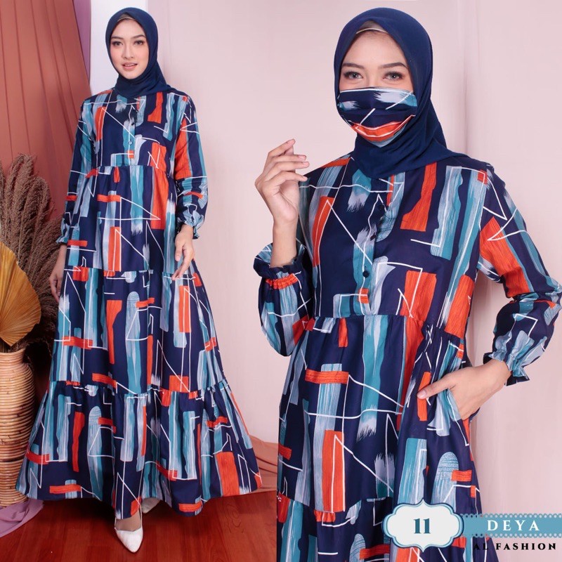 ABA AGEN BAJU HOMEY DRESS GAMIS DEYA BAHAN KATUN-DEYA 11 NAVY