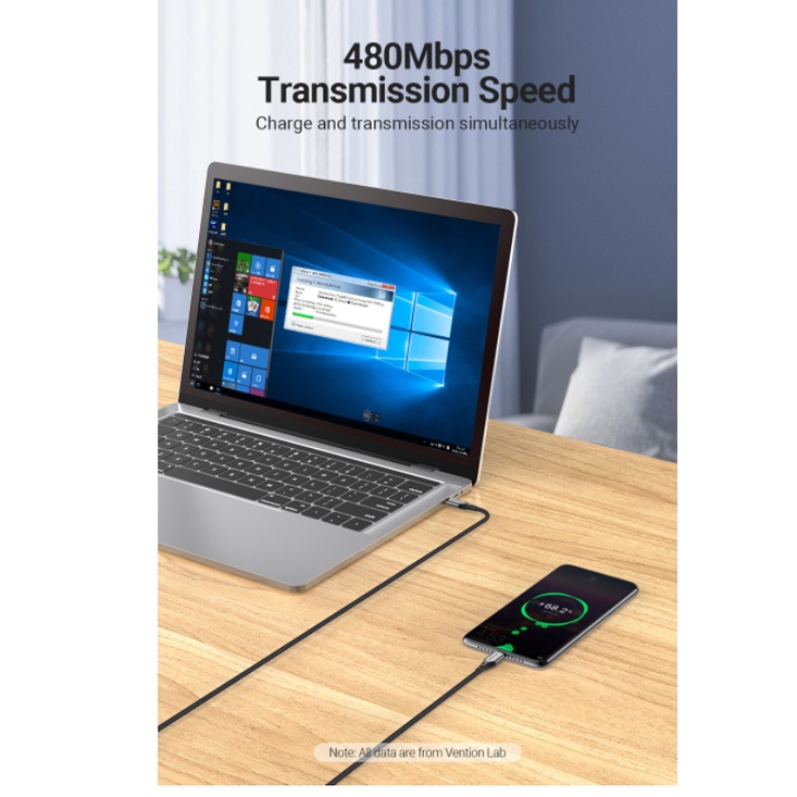 Vention Kabel USB Braided Type C to C PD 3A Fast Charge QC4.0 60W 2M